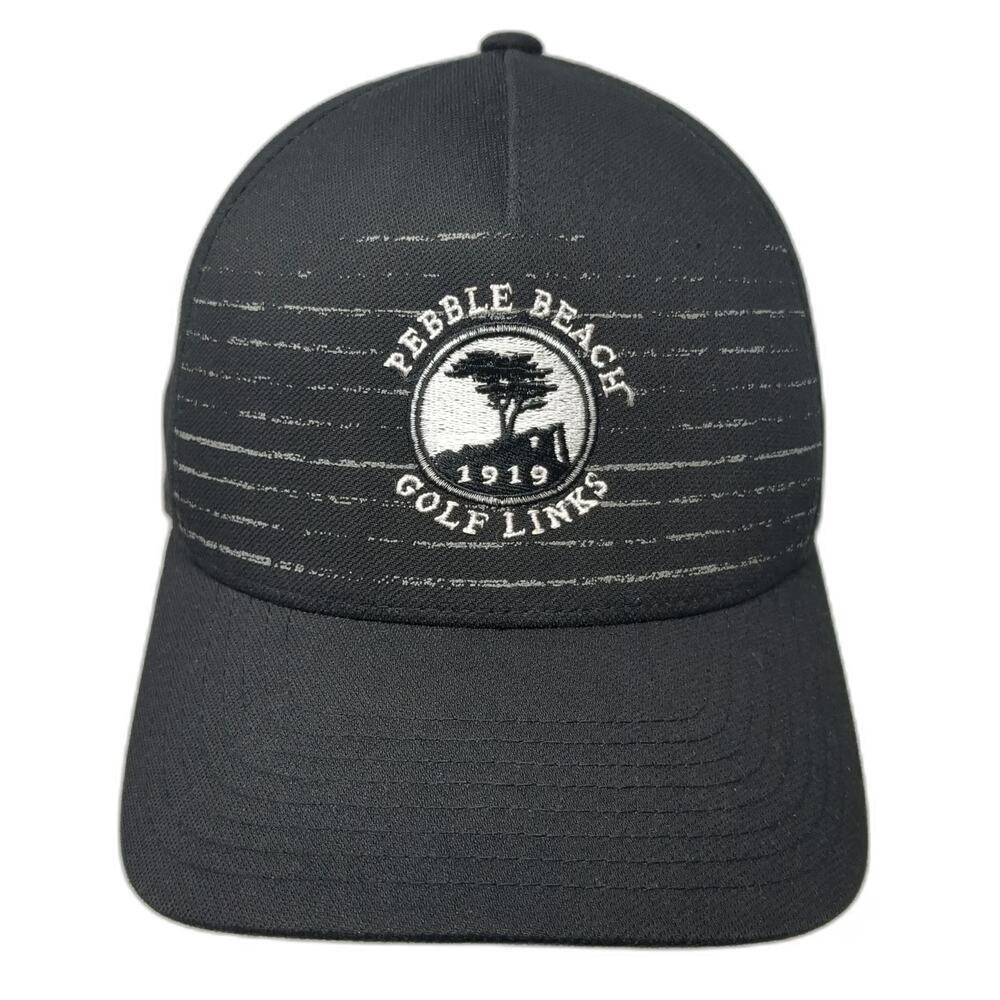 TravisMathew 5 Panel Black One Size Pebble Beach Golf Links Snapback Hat Stripes